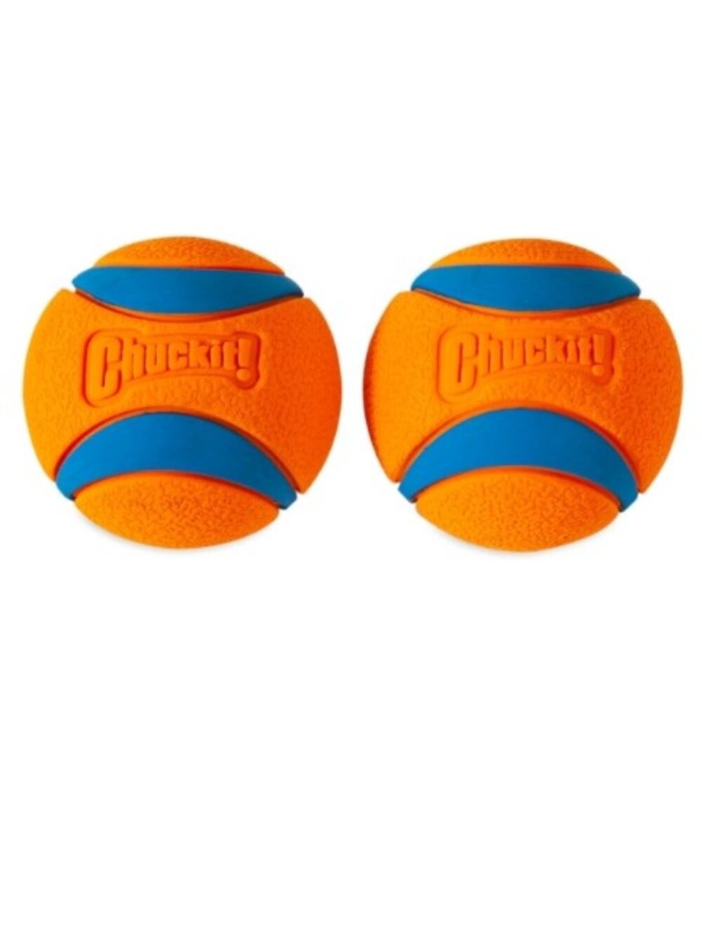 𝗖𝗵𝘂𝗰𝗸𝗶𝘁! 𝗨𝗟𝗧𝗥𝗔 𝗕𝗔𝗟𝗟 Dog Toy Orange/Blue (Size Medium) (2 balls)